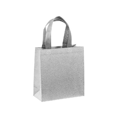 Mini shopper in TNT glitterata colore argento