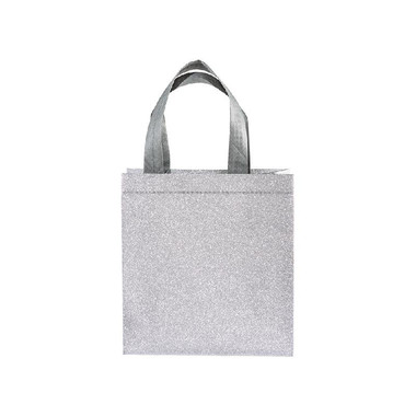 Mini shopper in TNT glitterata colore argento