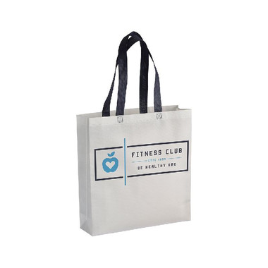 Shopper bianca in TNT con manici colorati  colore blu