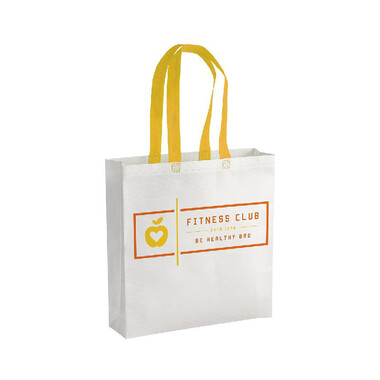 Shopper bianca in TNT con manici colorati  colore giallo