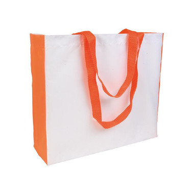 Shopper con soffietto e manici colorati colore arancione