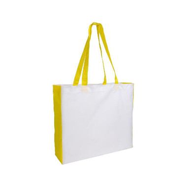 Shopper con soffietto e manici colorati colore giallo