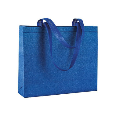 Shopper glitterata in TNT colore blu