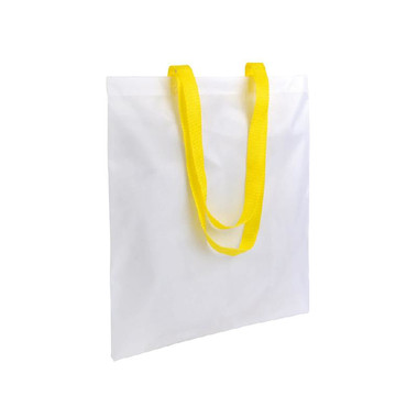 Shopper in poliestere bianca con manici colorati colore giallo