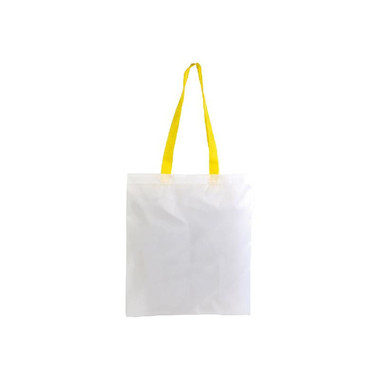 Shopper in poliestere bianca con manici colorati colore giallo