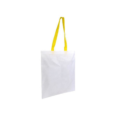 Shopper in poliestere bianca con manici colorati colore giallo