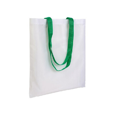 Shopper in poliestere bianca con manici colorati colore verde