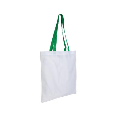 Shopper in poliestere bianca con manici colorati colore verde
