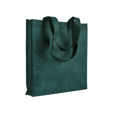 Shopper in tnt con soffietto e manici  colore verde scuro
