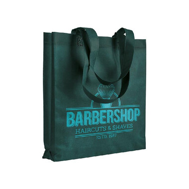 Shopper in tnt con soffietto e manici  colore verde scuro