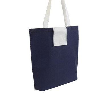 Shopper in tnt ripiegabile con bottone colore blu