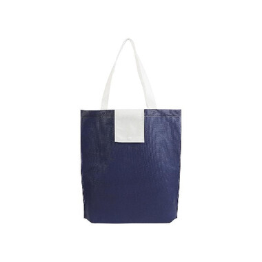 Shopper in tnt ripiegabile con bottone colore blu