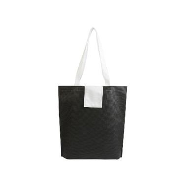 Shopper in tnt ripiegabile con bottone colore nero