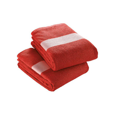 Telo in spugna di cotone con banda stampabile colore rosso