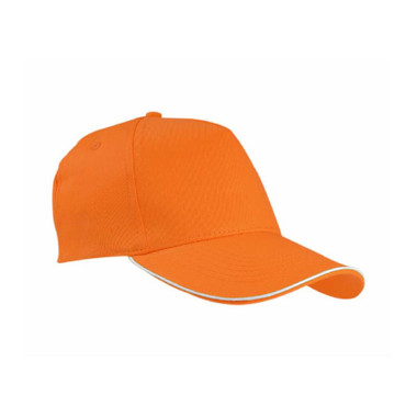 Cappellino 5 pannelli con profilo in contrasto colore arancione