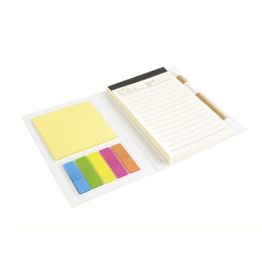 Notes in cartoncino con post-it e penna colore bianco