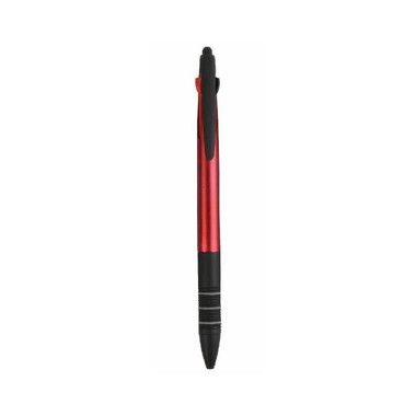 Penna a scatto in plastica con 3 refill colore rosso