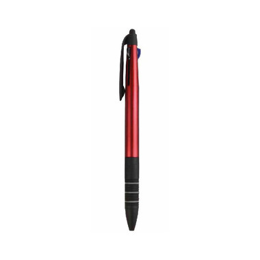 Penna a scatto in plastica con 3 refill colore rosso