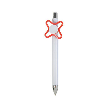 Penna in plastica bianca con spinner colore rosso