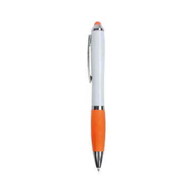 Penna in plastica con gommino touch colorato colore arancione