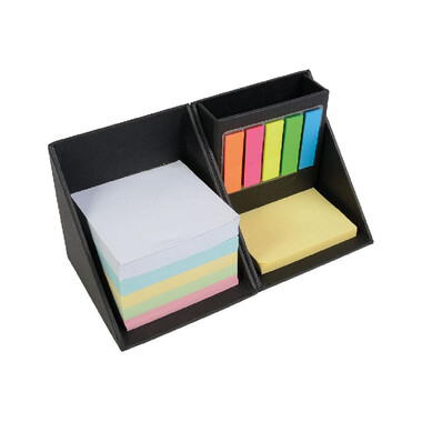 Porta post-it e portapenne a forma di cubo colore nero