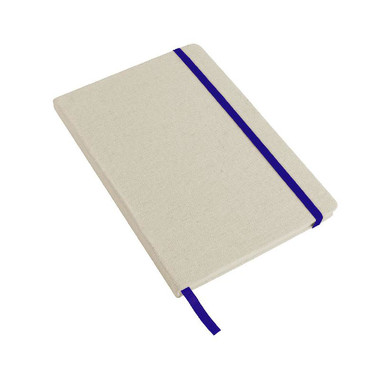 Quaderno effetto canvas con elastico colorato colore blu