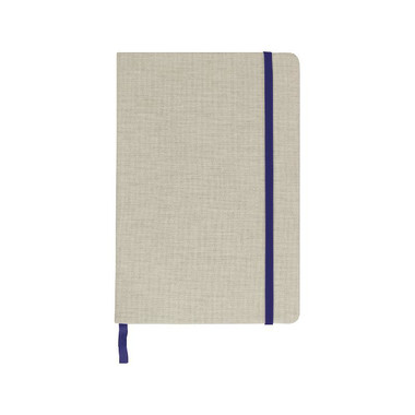 Quaderno effetto canvas con elastico colorato colore blu