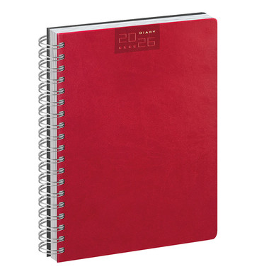 Agenda 2026 giornaliera con spirale 15x21 rosso
