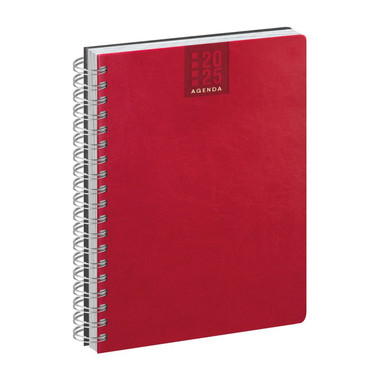 Agenda 2025 giornaliera con spirale 15x21 rosso