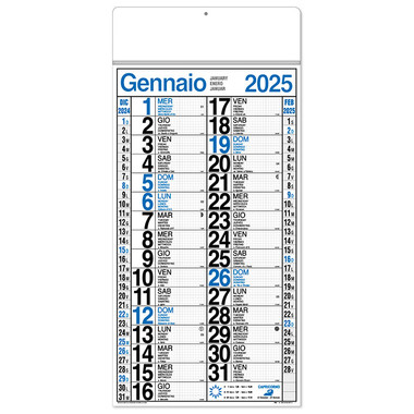 Calendario Cinesino quadrettato 2025 azzurro