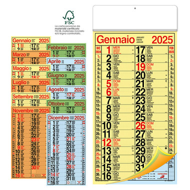 Calendario Cinesino trimensile Multicolor 2025 mensiletti