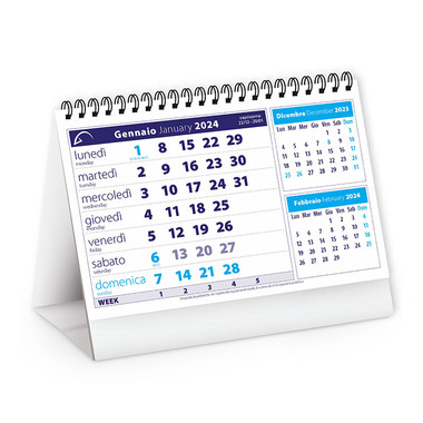 Calendario da tavolo mini table 2024 blu