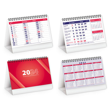 Calendario da tavolo mini table 2024 rosso dettaglio