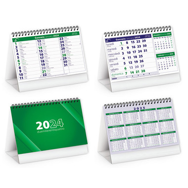 Calendario da tavolo mini table 2024 verde dettaglio