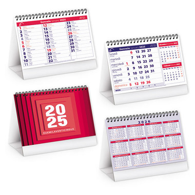 Calendario da tavolo mini table 2024 rosso dettaglio