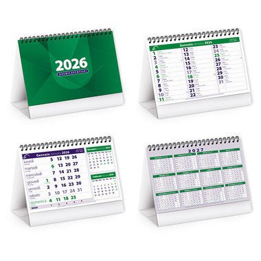 Calendario da tavolo mini table 2026 verde dettaglio
