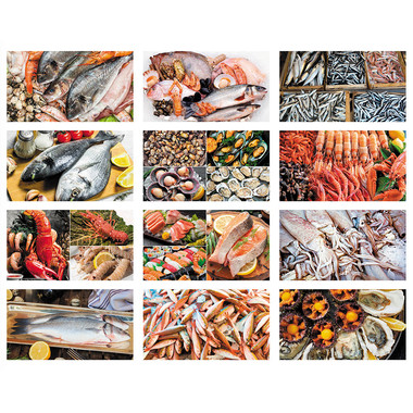 Calendario illustrato pesce e pescheria 2024 mensiletti