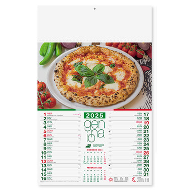 Calendario illustrato pizza 2025