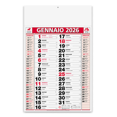 Calendario olandese classic notes 2026 rosso
