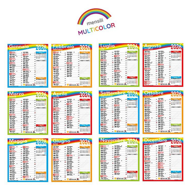 Calendario olandese trimensile multicolor 2026