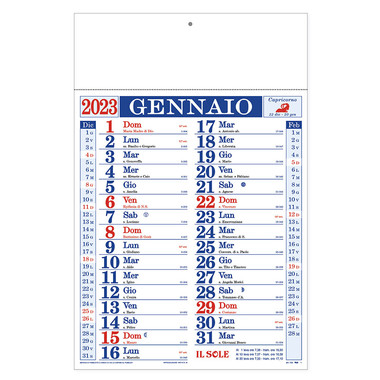 Calendario trimensile 2023 rosso blu