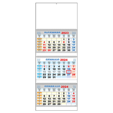 Calendario trittico a colori 3 spirali e interspazi 2024