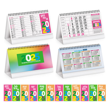 Calendario da tavolo multicolor Fluo 2025 dettaglio