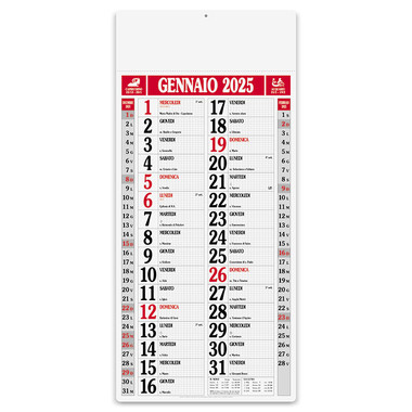 Calendario olandese magnum quadrettato 2025 rosso