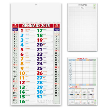 Calendario olandese shaded multicolor 2025 retro