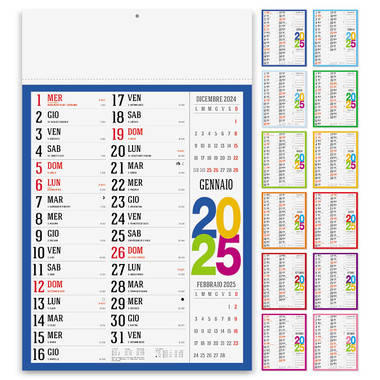 Calendario olandese swedish multicolor 2025 retro