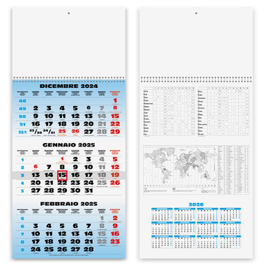 Calendario trittico 1 spirale 2025 dettaglio retro