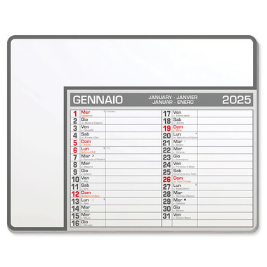 Tappetino mouse con calendario 2025 grigio