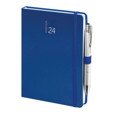 Maxi agenda 2024 settimanale con elastico e portapenna 17x24 blu royal