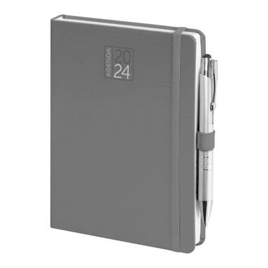 Maxi agenda 2024 settimanale con elastico e portapenna 17x24 grigio